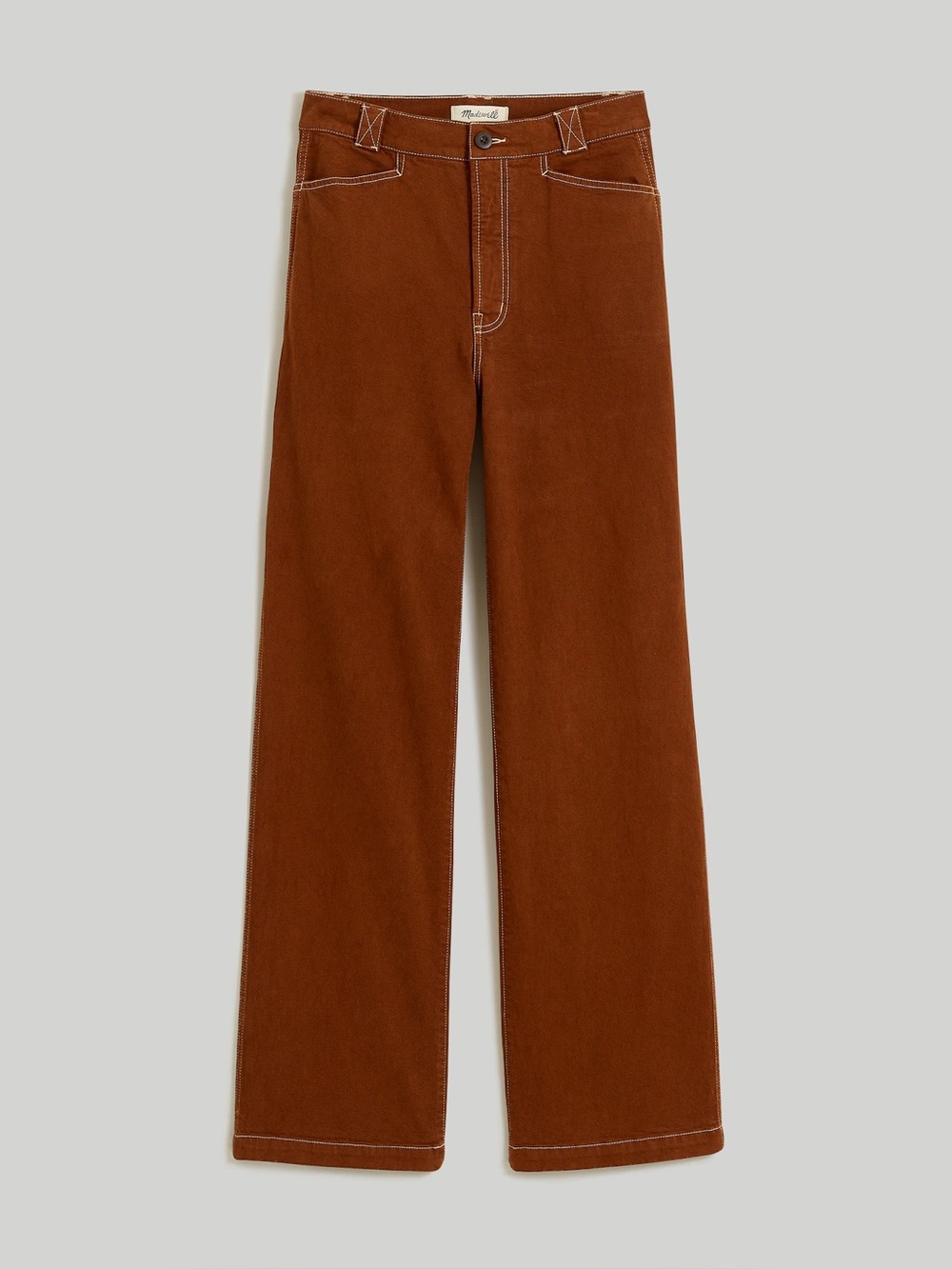 Madewell Emmett Wide-Leg Garment Dyed Pant Clifftop Brown Stretch Women’s 26
